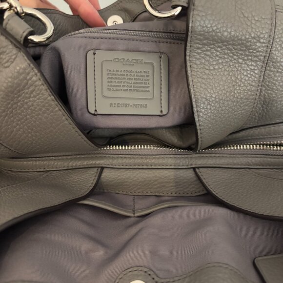 Coach Lexy Gray Pebble Leather Shoulder Bag - Picture 15 of 15